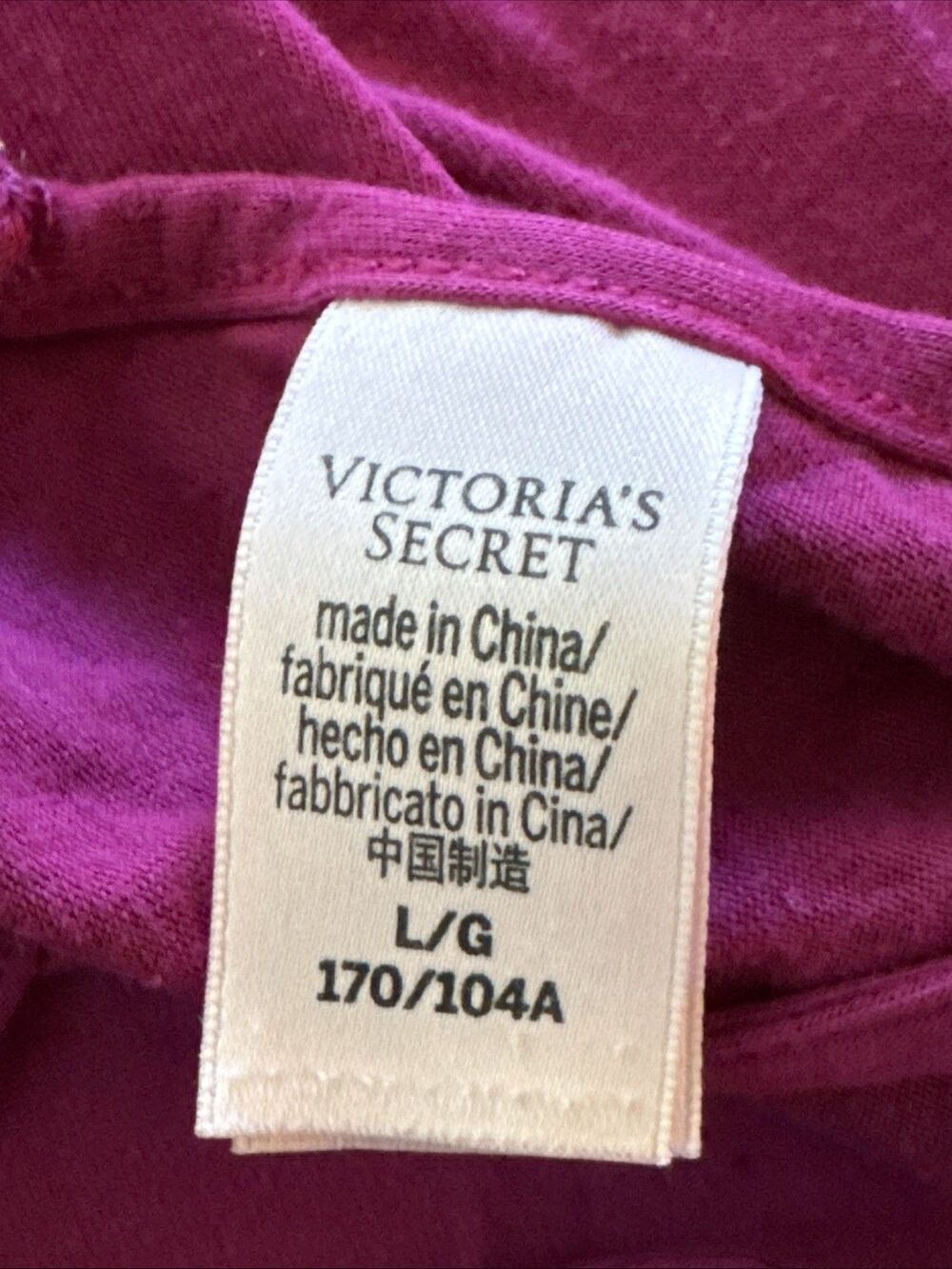 Victoria's Secret Magenta Lace Trim Slip Dress Nightgown L Strappy Back Coquette - Picture 4 of 8